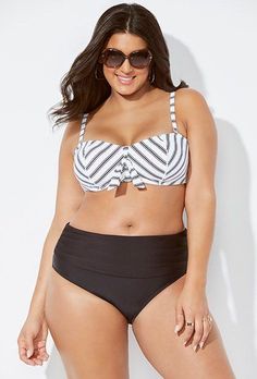 Scout Edge Underwire Bikini with Foldover Brief | Swimsuits For All Swimsuit Curvy, Swimwear Curvy, Plus Size Bikinis, Chic Swimwear, Retro Bathing Suits, Sleeve Swimsuit, Plus Size One Piece, Best Swimwear, Long Sleeve Swimsuit