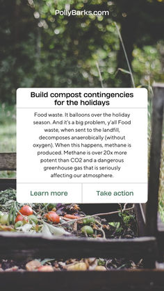 an image of a pile of composting items in the grass with text overlay