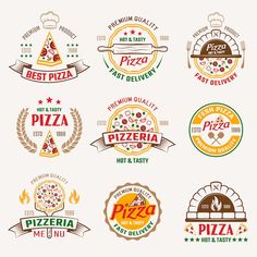 six different logos for pizza restaurant