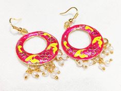 Beautiful Handmade Enamel Earrings. Meenakari Earrings. Light Weight Earrings. Multicoloured Earrings. Metal- Alloy. Made in India. Jaipuri Earrings. Multicoloured Earrings, Meenakari Earrings, Chandbali Earrings, Traditional Earrings, Earrings Metal, Enamel Earrings, Light Weight Earrings, Wire Jewelry, Earrings Handmade