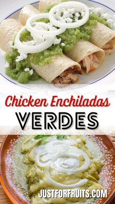 chicken enchiladas with guacamole and sour cream