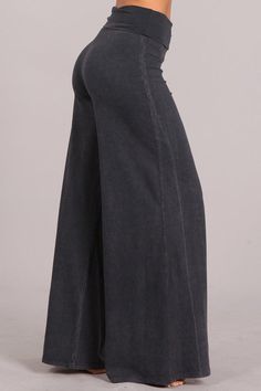 Another Fabulous Creation From Chatoyant! Soft and stretchy mineral wash wide leg pants with a wide fold-over waistband for comfort and support. Casual design in a relaxed fit, appealing on all body types for all day comfort (loungewear, everyday wear, travel, yoga, etc). Each item is hand-dyed for its unique character and american vintage laundered look,should expect variations in color and finishing. Stay Sexy! Fabric USA made Cotton/Spandex 95/5 Jersey Proudly made in the USA Dark Ash, Wide Leg Palazzo Pants, Ash Gray, Swaggy Outfits, Casual Design, Palazzo Pants, Dream Clothes, Fashion Killa, Comfy Outfits