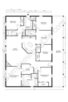 the floor plan for a two bedroom house with an attached bathroom and living room area