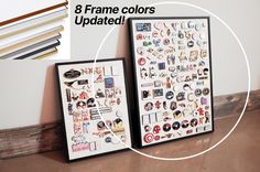 two framed pictures with different designs on them