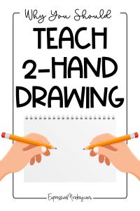 two hands holding pencils over a piece of paper with the words teach 2 - hand drawing