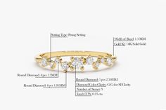 "Multistone Diamond Ring / 14k Gold Diamond Cluster Ring / Gold Ring / Promise Ring / Rose Gold Wedding Band / Stacking Ring Item Details * Made to Order. * Gold Kt: 14K Solid Gold * Custom Gold Color: Rose Gold, Yellow Gold, White Gold * Round Diamond: 1 pc 2.50MM * Round Diamond: 4 pcs 1.85MM * Round Diamond: 4 pcs 1.30MM * Total Number of Stones: 9 * Total CTW: 0.23 Ctw * Diamond Color-Clarity: G Color Si1 Clarity * Setting Type: Prong * Band Width: 1.3MM * Ready to Ship in 7-10 Business Days Heirloom Style Stackable Rings With Vvs Clarity For Gift, Yellow Gold Moissanite Cluster Ring Gift, 14k Gold Half Eternity Cluster Ring For Anniversary, 14k Gold Half Eternity Cluster Ring, Dainty Cluster Ring With Single Cut Diamonds For Anniversary, Gold Moissanite Stackable Rings As Gift, Dainty Yellow Gold Cluster Ring For Anniversary, Heirloom Style Cubic Zirconia Stackable Anniversary Rings, Heirloom Cubic Zirconia Stackable Rings For Anniversary