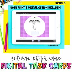 a digital task card with the text, both print & digital option included volume 5