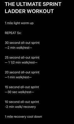 Challenge your body and boost your metabolism with this difficult sprint ladder workout! Outdoor Sprint Workout, Sprint Circuit Workout, Sprinting Workouts Beginner, Sprint Workout Beginner, Sprint Workouts Track, Track Sprint Workout, Sprints Workout, Sprinting Workouts, Hill Sprint Workout