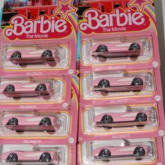 the pink barbie car is in its original packaging