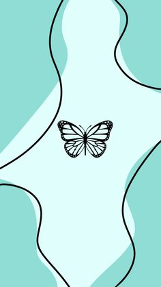 a black and white butterfly on a blue background