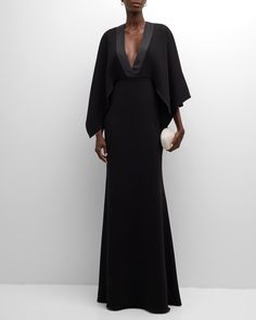 Black Tie Optional Wedding, Womens Evening Wear, Baddie Vibes, Badgley Mischka Dress, Cape Gown, Long Gown Dress, Mother Wedding Dress, Trumpet Gown, Elegant Dresses Classy