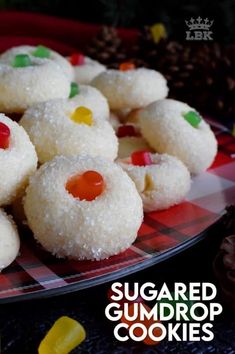 some sugared gumdrop cookies on a plate