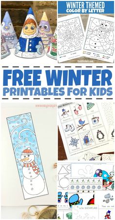 free winter printables for kids to color and play on the snowman theme