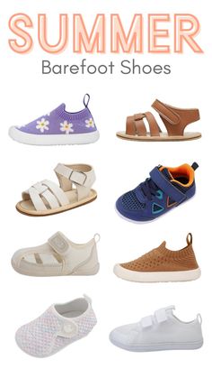 These are some of the best toddler shoe options for summer! The all have a flat sole, wide toebox, breathable material, and flexible structure to promote healthy foot development! Barefoot-friendly toddler and childrens shoes and sandals!  #toddlershoes #toddlerfashion #summerstyle #summeressentials Boys Summer Shoes, Best Toddler Shoes, Kids Summer Shoes, Shoes For Babies, Crochet Baby Sandals, Shoes And Sandals, Toddler Summer, Baby Sandals