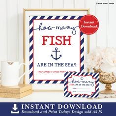 an instant printable poster with the words how many fish are in the sea?