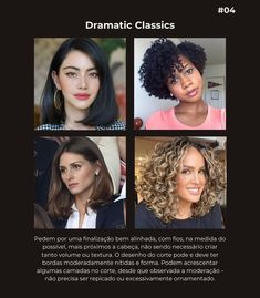 Dramatic Classic Kibbe Style Hair, Dramatic Classic Haircut, Dramatic Classic Hairstyle, Natural Dramatic Style, Soft Dramatic Hairstyles, Kibbe Classic