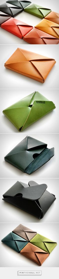 This card case is a single leather piece | Yanko Design - created via https://pinthemall.net Japanese Leather Craft, No Stitch Leather Wallet, Leather Sachet, Japanese Wallet, Diy Leather Pouches, Leather One Piece, Leather Origami, Diy Leather Belt, Wrap Wallet