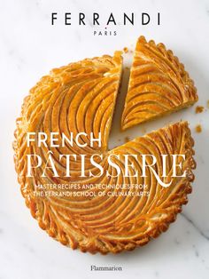 the cover of french patisserie, featuring sliced pies on a marble surface