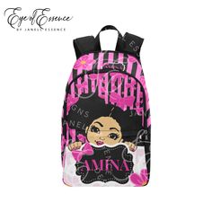 "Kids Backpack - Customize the name! Add words of affirmation! Backpack -- Nylon - Waterproof - Padded back panel - 11.8\"W x 17.72\"H x 5.51\" Deep" Trendy Student Backpack With Letter Print, Trendy School Backpack With Letter Print, Casual Letter Print Backpack For Streetwear, Casual Streetwear Backpack With Letter Print, Trendy Backpack For Back To School Streetwear, Trendy Backpack For Streetwear And Back To School, Trendy Streetwear Backpack For Back To School, Back To School Backpack With Letter Print For Students, Back To School Bags With Letter Print