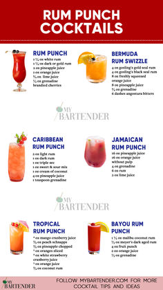 Rum Punch Cocktails Rum Punch Cocktail, Caribbean Vibes, Rum Punch Recipes, Punch Cocktails, Rum Cocktail Recipes