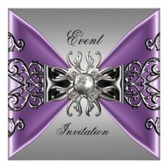 an elegant purple and silver event card