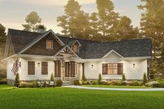 this is an artist's rendering of these country house plans for the new england style home