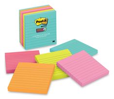 five post - it notes are stacked on top of each other