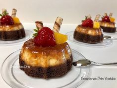 small desserts with strawberries, bananas and other toppings