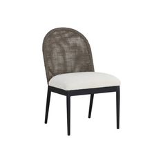 an image of a dining chair with white upholstered seat and backrests