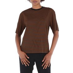 Etudes Ladies Tops. SKU: E14W-410-15. Color: Multicolor. Etudes Hustle Stripe T-Shirt. Crafted from cotton, this T-Shirt from Etudes features a round neck, a striped print and short sleeves. Dry clean only. Stripe T Shirt, Ladies Tops, Dry Clean Only, Round Neck, Short Sleeves, Womens Tops, T Shirt, Color