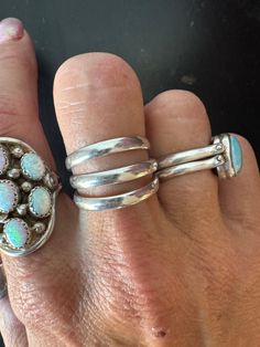 Southwest native American Navajo, handmade rib, ring sterling silver size 9 Southwestern Sterling Silver Opal Ring, Southwestern Silver Opal Ring In Sterling Silver, Southwestern Style Adjustable Open Ring, Rib Ring, Ring Sterling Silver, Sterling Ring, Rings Statement, Sterling Silber, Favorite Jewelry