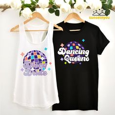 two t - shirts that say dancing queens on them