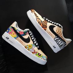 Add a pop of personality to your sneaker game with our Flower Leopard Pattern Colorful Custom Air Force 1s. These customized shoes feature a vibrant floral and leopard print design that will make you stand out from the crowd. Show off your unique style and let your feet do the talking. Exactly as shown in the pictures. 📷 Brand New & Authentic. 💯 Hand Painted with attention to detail. 👨‍🎨 Waterproof and Flexible. ❤️ Unisex model. Please refer to the Size Chart. 👟👫 Free Worldwide Shipping. ✈ Customized Shoes, Air Force 1s, Custom Air Force 1, Sneaker Games, Leopard Pattern, Pitcairn Islands, Custom Shoes, Ethiopia, Air Force 1