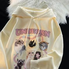 Long Sleeve Cotton Hoodie With Cat Print, Kawaii Long Sleeve Hoodie With Cat Design, Cute Cat Print Hooded Hoodie, Cute Long Sleeve Sweatshirt With Cat Print, Cute Long Sleeve Sweatshirt With Cat Design, Cute Long Sleeve Hoodie With Cat Design, Cute Winter Hoodie With Cat Print, Cute Winter Cat Print Hoodie, Kawaii Sweatshirt