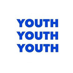 the words youth youth are in blue on a white background