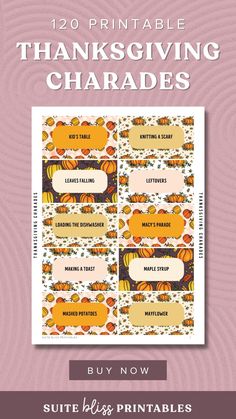 thanksgiving printable labels with pumpkins and leaves on them, including the wording for each