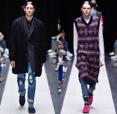 FACETASM by Hiromichi Ochiai 2015-2016 Fall Autumn Winter Mens Runway Catwalk Looks - Mercedes-Benz Fashion Week Tokyo Japan - Denim Jeans Quilted Outerwear Furry Coat Plaid Moto Motorcycle Biker Rider Bomber Jacket Lace Up Knit Vestdress Sweater Jumper Waffle Baggy Loose Slouchy Wide Leg Pants Trousers Blazer Oversized Furry Parka Nautical Hoodie Jean Quilt