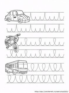 handwriting practice worksheet with cars and trucks