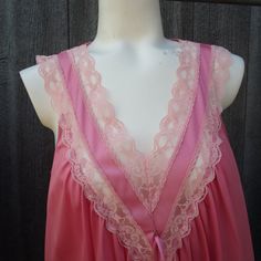 No Smoke Or Pets. This Has Been In Storage For Years. It Is Unworn With No Tags. It Is 100% Nylon. It Is A Silky Silky Pink. There Is Some Fading On The Side Seam. That’s Why This Is As Is Size :Vtg M Underarms: 39 Waist:56 Hips:60 Front Shoulder To Hem:55.7 Diameter Of Hemline :Approximately 60 Sheer V-neck Sleepwear For Sleepovers, Pink V-neck Nightgown With Lace Trim, Pink Nightgown With Lace Trim For Bedtime, Pink Lace Trim Nightgown For Loungewear, Sheer Pink Nightgown For Night, Coquette V-neck Nightgown For Bedtime, Coquette Lace Trim Nightgown For Sleepovers, Sheer Lace Nightgown For Sleepover, Pink Lace Sleepwear For Bedtime