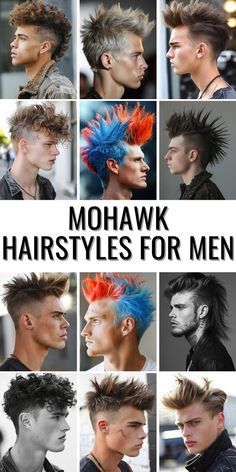 Check out our innovative mohawk hairstyles for men, showcasing everything from short, curly mohawks to long, straight styles. This year, push the boundaries with faded sides, front view designs, and punk mohawk inspirations. Whether it’s a dramatic black mohawk or a subtle fake mohawk, find your perfect fit and express your unique style with confidence. Edgy Male Hairstyles, Mens Mohawk Hairstyles, Wide Mohawk, Guy With Mohawk, Wide Mohawk Mens, Gothic Mohawk, Dreadlock Mohawk, Modern Mohawk Men Faux Hawk, Taper Fade Mohawk