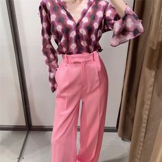 Brand Name: AiertuStyle: CasualOrigin: CN(Origin)Waist Type: HIGHDecoration: ButtonDecoration: PocketsDecoration: Fake ZippersPant Style: Wide Leg PantsMaterial: PolyesterFit Type: LOOSELength: Full LengthAge: Ages 18-35 Years OldSeason: Spring/AutumnClosure Type: Zipper FlyGender: WOMENModel Number: Pants 6323Pattern Type: SolidFront Style: Pleated Trousers Women Casual, Spring Streetwear, High Waist Wide Leg Trousers, Trousers Women Wide Leg, Woman Casual, Pant Suits, Baggy Pant, Pink Pants, Beauty Expert