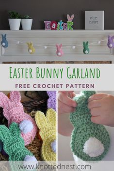 an easter bunny garland with free crochet pattern and instructions to make it easy