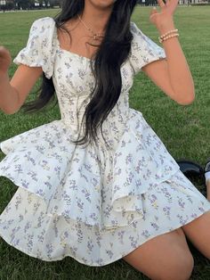 ⚡️Free Shipping 2023 Puff Sleeve Floral Corset Mini Dress White M under $24.00 in Dresses at AnotherChill.com Online. Style: Casual/Street/Y2K/Sweet/Vintage/Vacation/Preppy. Fabric Content: Polyester Blend. Fit Type: Slim fit. Sleeve Length: Short Sleeve. Neckline: Sweetheart Neck. Length: Mini Dress. : Spice up some corset style mini dress for summer days, it's retro and playful. It has floral print allover, features a cinched corset waist, with tiered ruffle hemline, concealed zip fly at back, Style Corset, Vintage Vacation, Street Y2k, Corset Waist, 2000s Outfits, Floral Corset, Dream Outfits, Mini Dress White, Crop Top Dress