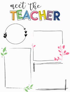 the words meet the teacher are drawn in different colors