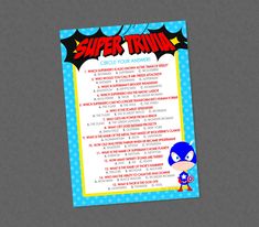 an image of a poster with the words super trivia