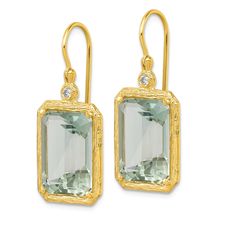 Introducing our breathtaking 14K Gold Diamond Accented Green Quartz Dangle Earrings – a fusion of luxurious materials and exquisite design. Elevate your style with these captivating earrings that feature the brilliance of green quartz, complemented by delicate diamond accents, all set in 14-karat gold. ✪ FEATURES • Crafted with premium 14K gold, ensuring durability and a luxurious finish. • Stamped "14K" for Authenticity • Size: 31mm x 13.6mm • Weight: 6.5 Grams • Stone Type: Natural Diamond • S Green Diamond Accented Drop Earrings, Green Faceted Earrings For Wedding, Green Faceted Drop Earrings, 14k Gold Emerald-cut Gemstone Earrings, Luxury Green Diamond-cut Earrings, Quartz Gemstones, Green Quartz, Quartz Stone, Diamond Stone