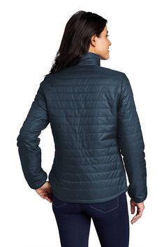 Port Authority ® Ladies Packable Puffy Jacket L850 - REGATTA BLUE/ RIVER BLUE - 4XL | Port Authority Women's Packable Puffy Jacket in Regatta Blue/River Blue Size 4XL | Polyester Sterling Grey, Blue River, Port Authority, Puffy Jacket, Water Repellent Fabric, Deep Black, Cobalt Blue, Front Zipper, Cobalt