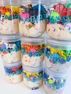 plastic containers filled with birthday cake and confetti