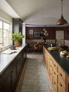 the kitchen is clean and ready to be used as a dining room or family room