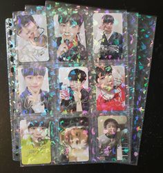 a bunch of different pictures on a piece of paper with confetti around them